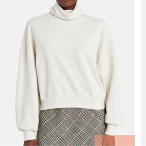 AGOLDE Balloon Sleeve Turtleneck Sweatshirt Sz S Ivory White Relaxed Casual